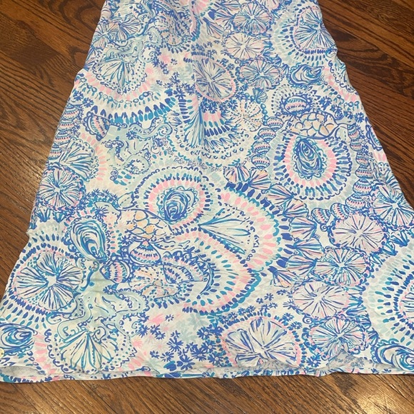 Lilly Pulitzer Patterson Dress Bay Blue Into the Deep 100% Linen Size Xx - Picture 6 of 6